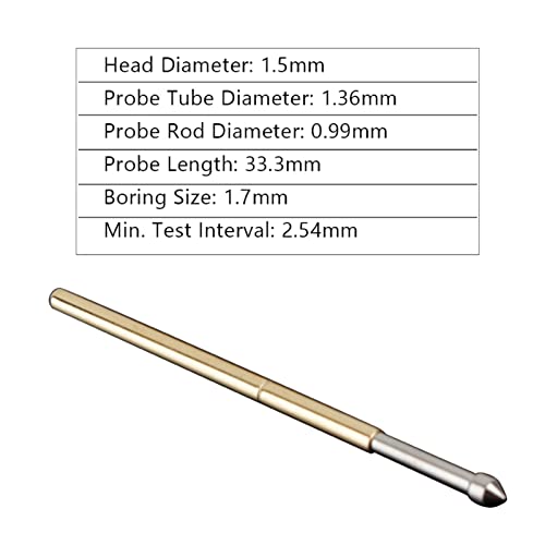 Image of 100PCS P100-E2 Spring Test Pins, 3A Spring Test Probe Pin Set, Brass 1.5mm Round Spring Test Probes, Conical Head Spring Probe Pin Replacement PCB Testing Tools