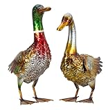 Geschenkestadl Enten Paar Metall 40cm/43cm Vogelfiguren Teichfiguren Haus Garten Dekoration, 882301