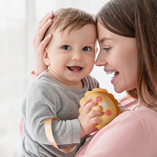 Tyry.hu Silicone Pacifier Holder Case, Pacifier Container Attaches To Diaper Bag & Stroller, Fits Pacifiers & Pacifier Clip, Portable For Travel Outdoor Activities, Sun Flower, Lion Shape, 1 Piece #TOP3