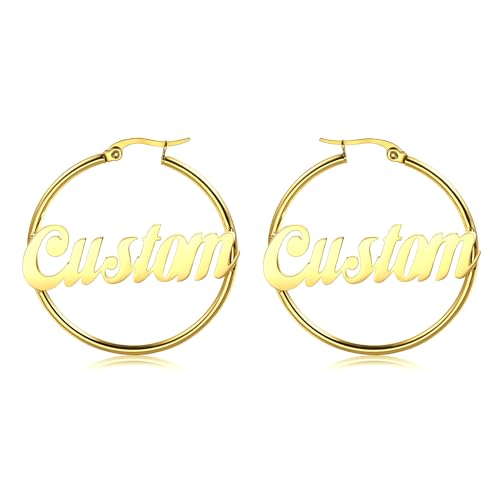 MeMeDIY Personalizado de Acero Inoxidable Mapa de África Forma Pendiente Aro Interior con Nombre Chapado en Oro Opcional Tamaño Encanto Diseño de Moda Joyería Regalo para Mujeres (B2)