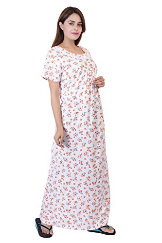 Image of Women's Cotton Block Print Knee Length Nighty
