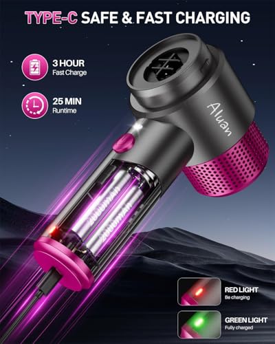 Image of Aluan 4-in-1 Portable Vacuum Cleaner for Car and Home Use, 15000PA Strong Suction Handheld Vacuum, Inflator and Air Bleed Function, for Keyboard, Pet Hair, Car Detailing, Gray Purple