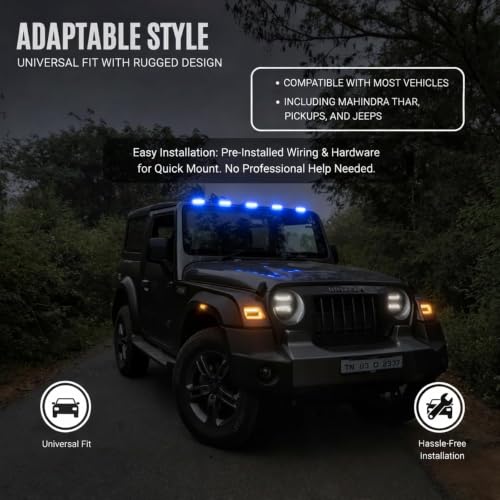 Image of UBH Roof Marker LED Lights For Cars, Trucks, Or Suv 4 X 4 Thar (UFO) (UFO Light 5 Blue)