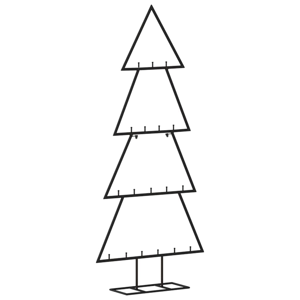 Sapin de Noël en métal noir 90 cm avec 18 crochets - En acier revêtu par pulvérisation - Design moderne pour boules de Noël et guirlandes lumineuses - Peu encombrant