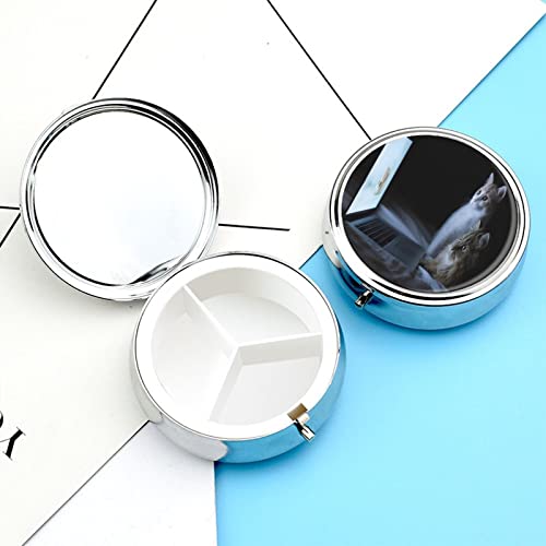 Metal Pill Box, 3 Compartment Pill Case, Round Small Pill Holder For Travel - Cat #TOP5