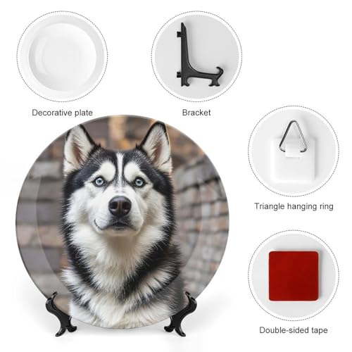 Plato decorativo de cerámica Husky Dog 8 pulgadas miniatura 3