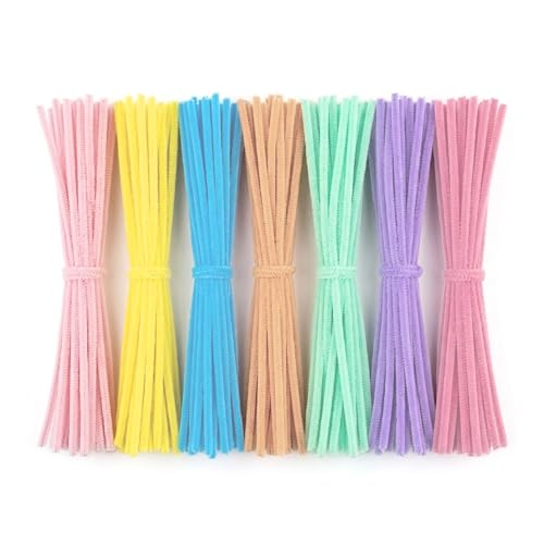 Image of Lakeer Pipe Cleaners 100 Pcs 7 Pastel Colors Chenille Stems for DIY Crafts Decorations Creative School Projects (6 mm x 12 Inch)