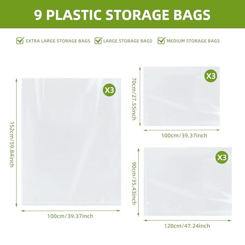 9 Pièces Sacs Plastique Transparent Extra Larges Grande Sac Plastique Grand – vue 2