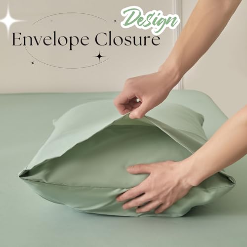 VACVELT 2pc Light Green Pintuck Pillow Shams King, Envelope Closure by VACVELT - Used condition - Image 4