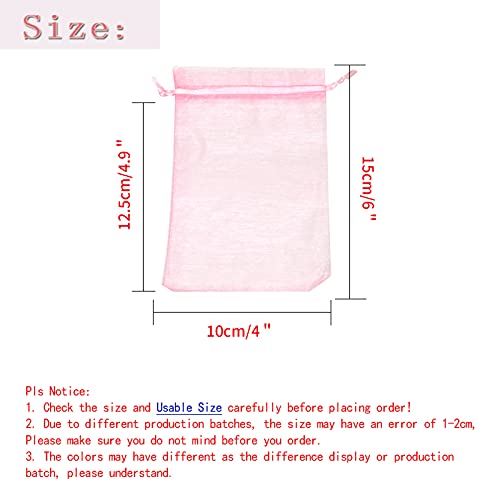 Image of Dealglad 50pcs Drawstring Organza Jewelry Candy Pouch Christmas Wedding Party Favor Gift Bags (4x6, Pink)