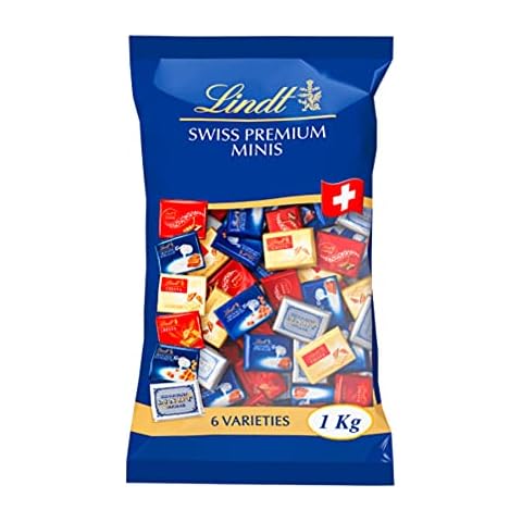 Lindt Schokolade Swiss Napolitains | 1 kg | Vollmilchschokoladen Mini Tafeln in den Sorten Milch, Milch-Nuss, LINDOR Milch, Cresta Milch, Cresta Weiß, Crémant | Großpackung | Schokoladengeschenk Cover