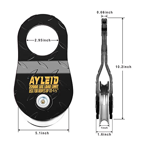 Ayleid 10T Winch Snatch Block Pulley, 22,000 Lb Capacity,Offroad Recovery Accessory For Winch,Truck,Atv&Utv,Black #TOP1