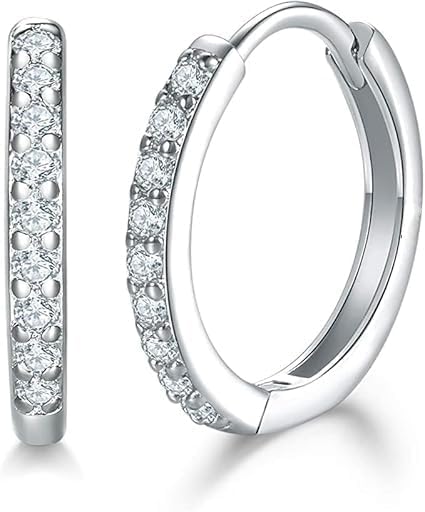 Silver Hoop Earrings, 13mm Hypoallergenic Huggie Small for Women Girls, Sleepers Hoop Earrings (Silver)