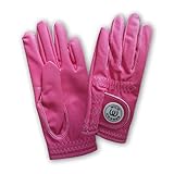 Wild Horses Ladie's Golf Glove - Premium PU Leather - Super Durable and Long Lasting - Women's Pink Golfing Glove (Pink, Small, Left)