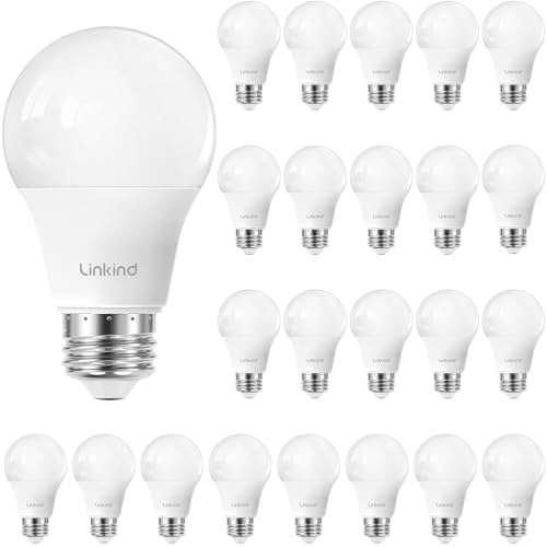 Linkind A19 Dimmable LED Light Bulbs, 60W Equivalent, 9W, 2700K Softe White, 800 Lumens, E26 Standard Base, Lighting for Bedroom Living Room Home Office, 24 Packs