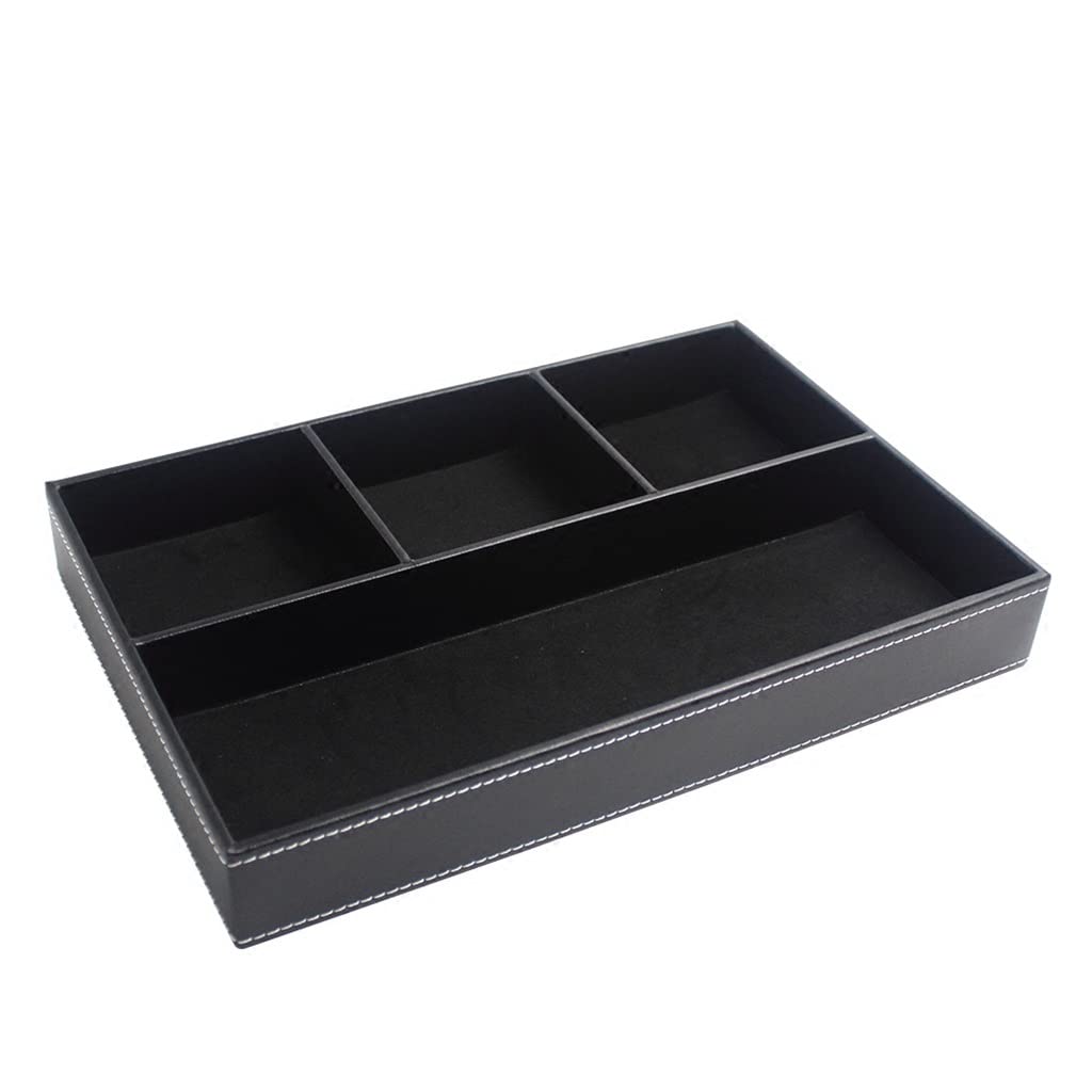 Desktop Storage Organizer Key Wallets Cell Phones Catchall Tray Nightstand Or Dresser Plate(Black)