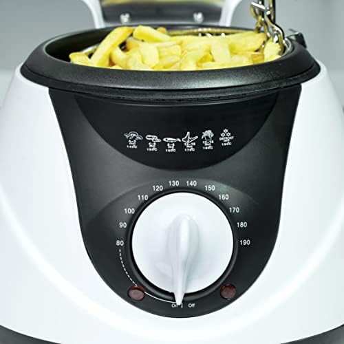 Quest 35150 1L Deep Fat Fryer / Non-Stick Basket With Removable Handle / 900 Watt / Easy Clean / Compact Design / White Colour