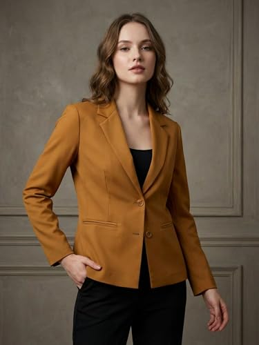 Image of ROCKSY Black Smart Casual Formal Blazer for Women, Regular Fit Stylish Blazer for Women