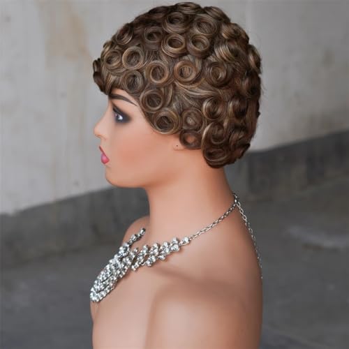 Perruque pixie courte bouclée solution volume cheveux fins humains 6 pouces - 5
