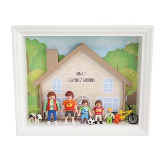 CUADRO PLAYMOBIL Modelo FAMILIA. Regalo para papás, mamás, abuelos y familiares. Ideal para EL DÍA DEL PADRE, EL DÍA DE LA MADRE y otras ocasiones especiales. Regalos personalizados. Regalos TPMAS.