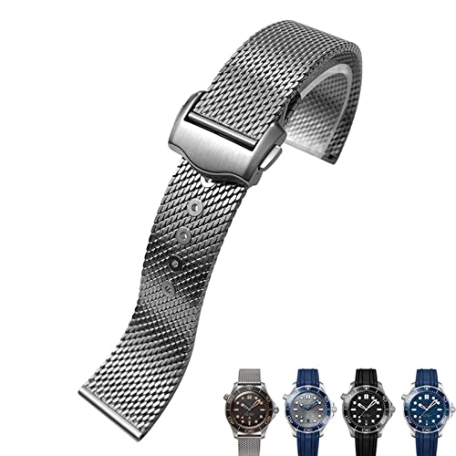 Bracelet montre 20mm acier titane maille pour hommes idéal au bureau ou en soirée