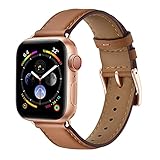 OMIU Leather Bands Compatible with Apple Watch Band 38mm 40mm 41mm 42mm(Series 11/10), Genuine Leather Wristband Starp for iWatch SE Series 11 10 9 8 7 6 5 4 3 2 1 Ultra for Women Men
