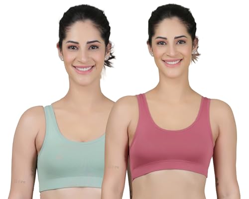Image of Celary Women's Super Cotton Blend Sports Bra||Non Padded|| Wirefree Everyday use||Low Impact-Full Coverage Bra|| 2 Piece Combo Sports Bra