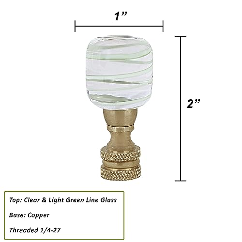 Image of Aspen Creative 24024-12 24024-11, Clear with Light Line Glass Lamp Copper, 2 inch Tall, 2 Pack Finial, Clear & Light Green