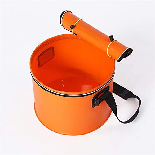 Cubo de pesca plegable naranja con correa ajustable para hombro de camping 6