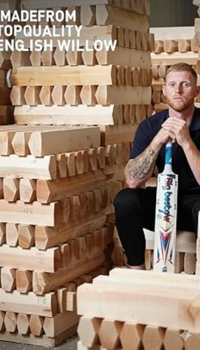 Image of Cricket Bat, T20 Special Leather Bat, English Willow, Cross Weave Tape on The Face | Short Handle | Lightweight | White and Blue Handle | Free Cover