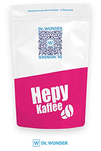 Dra Wunder® Café Hepy 250g: Café desintoxicante orgánico verde/dorado especialmente para el enema de café para la limpieza del hígado | alto contenido de cafeína y ácido palmítico