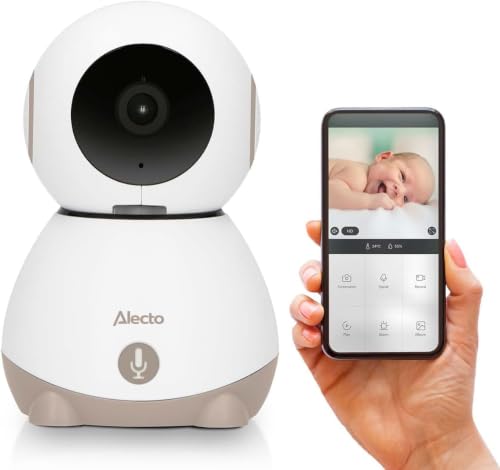Alecto video baby monitor with camera and WiFi/WLAN - SMARTBABY10BE video baby monitor with night vision - for at home and baby monitor with intercom and controllable with app