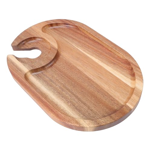 Leftwei Plato de Madera para Aperitivos de Vino, Tabla de Quesos con Soporte para Bebidas, Bandeja para Servir Fiestas con Diseño Elegante, Ideal para Degustar Vinos y Muestras de Queso