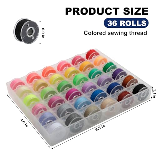 36pcs bobinas preenrolladas con hilo multicolor para costura miniatura 2