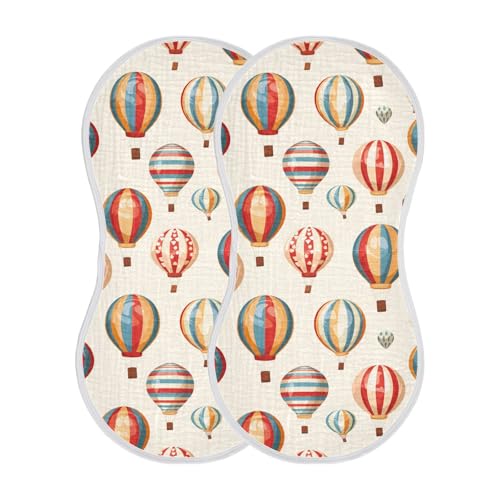 Balloon Cotton Soft Burp Cloths Easy Care Baby Cloth for Gender Neutral Set of 2, 22x11in