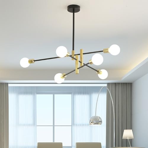 Lámpara Colgante E27 de 360° en negro y oro para dormitorio 7