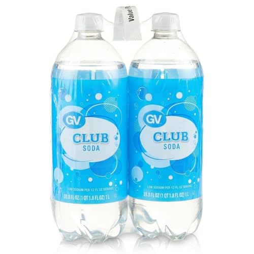 Great-Value Club Soda Sparkling Water, 33.8 fl oz Bottle – Refreshing Zero Sugar Carbonated Drink for Mixing or Drinking Low Sodium 2 pack