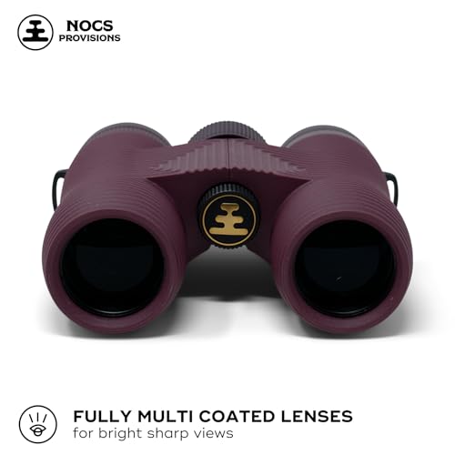 Image of Nocs Provisions Field Issue 10x32 Waterproof Binoculars, 10X Magnification, Bak4 Prism, Wide View Multi-Coated Lenses for Bird Watching, Hunting & Wildlife Viewing - Oxblood Maroon
