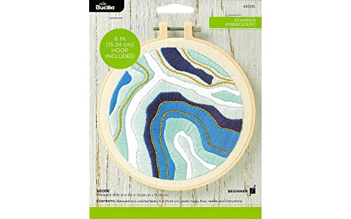 Image of Bucilla 6 inch Stamped Embroidery Kit, Geode, Includes Fabric, 6 inch Plastic Hoop, Floss, Needle and Instructions, 49321E