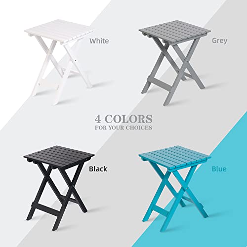 Portable Outdoor Folding Side Table, Adirondack Wood Small Square Side Table Lounge End Table For Yard, Patio, Garden, Lawn, Porch, Deck, Beach, Weather Resistant, No Assemble, Black #TOP6