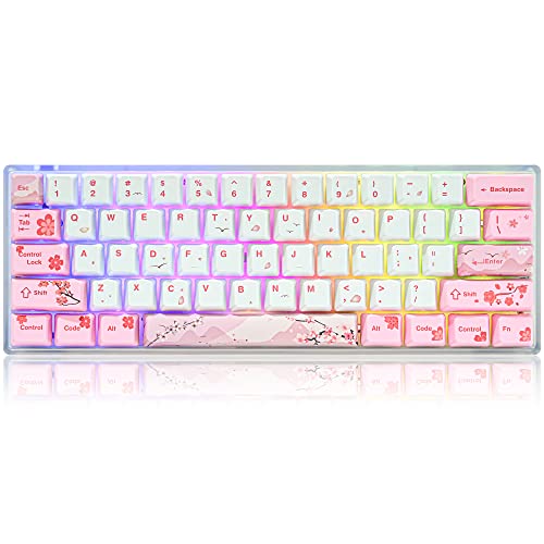 Image of GTSP 104 Japanese Keycaps, Cute Anime Key caps 87 Custom Gaming keycap Set of Dye Sublimation OEM Profile for Cherry Mx Gateron Kailh Switch, for GK61 /GK64 /RK61 /Anne 60% Mechanical Keyboard (Sakura)