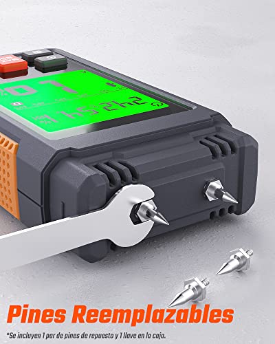 Miniatura 7 de Toptes Ts-630 Medidor Humedad De Pared Y Madera Con Pantalla Retroiluminada Tricolor, Medidor Temperatura Y Humedad, Pantalla Lcd De 2,25 Pulgadas - Naranja