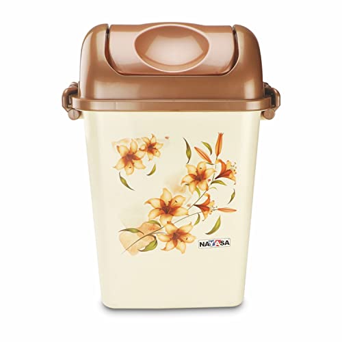 Nayasa Rectangular Swing Bin No 13 with Swing Lid, Capacity- 13.5 Liters, Without Inner Bucket, Multi Purpose Dustbin with Lid, Easy To Lift, Light We