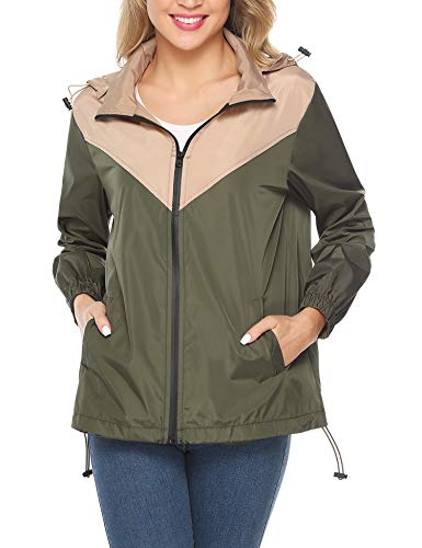 iClosam Women Waterproof Lightweight Hooded Raincoat Active Outdoor Rain Jacket
