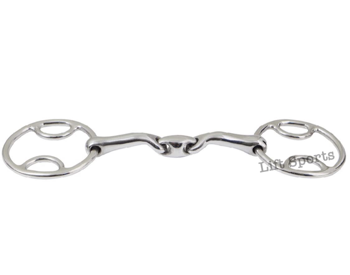 Lift Sports Horse Snaffle Bit Bevel Loop Ring Wilkie Lozenge Fat Stainless Verbindend Angle (5.5 Inch)