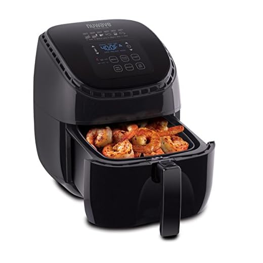 NUWAVE Brio 3-Quart Digital Air Fryer With Bonus Pan and Frying Rack with One-Touch Digital Controls, 6 Easy Presets, Precise Temperature Control, Recipe Book, Wattage Control, Preheat and Reheat
