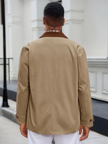 Runcati Mens Lightweight Jackets Button Down Casual Cotton Barn Jacket Vintage Military Fall Outwear with Pockets4