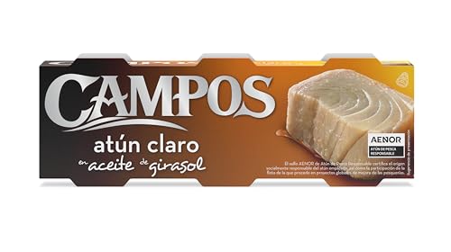 CAMPOS Conserva De Atún Claro APR En Aceite De Girasol, 65 g - Pack de 3