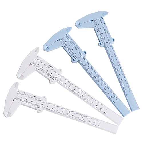 OHYER 4 Piezas Calibrador Vernier de Plástico de Doble Escala Calibrador Vernier de Marcado de 0-150 mm Pies Vernier de Plástico Calibre Deslizante Herramientas de Medición para Medición Joyería Cejas