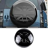 Spare Tire Cover Compatible with Land Rover Defender 90 110 130 Accessories 2025 2024 2023 2022 2021 2020, Glossy Black Spare Tyre Wheel Protector ABS Plastic (Flag Pattern)